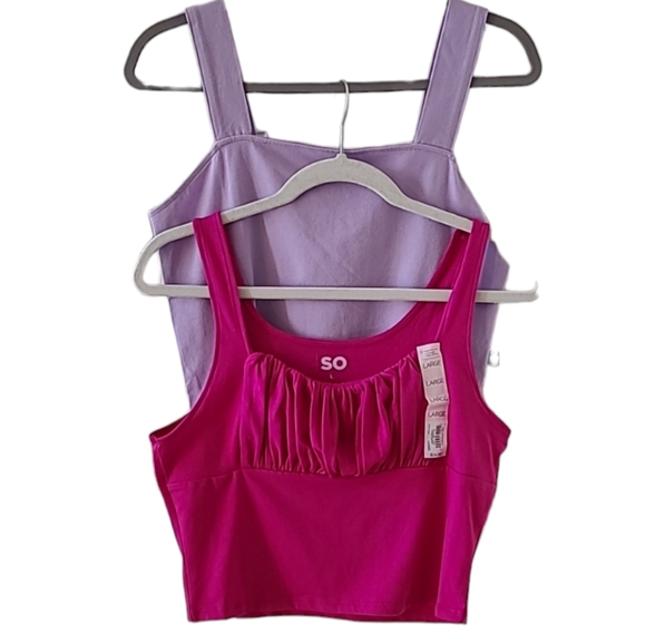 SO BRAND WOMENS JUNIOR SIZE BUNDLE OF TWO TANKS PURPLE AND PINK SIZE LARGE - Picture 1 of 16